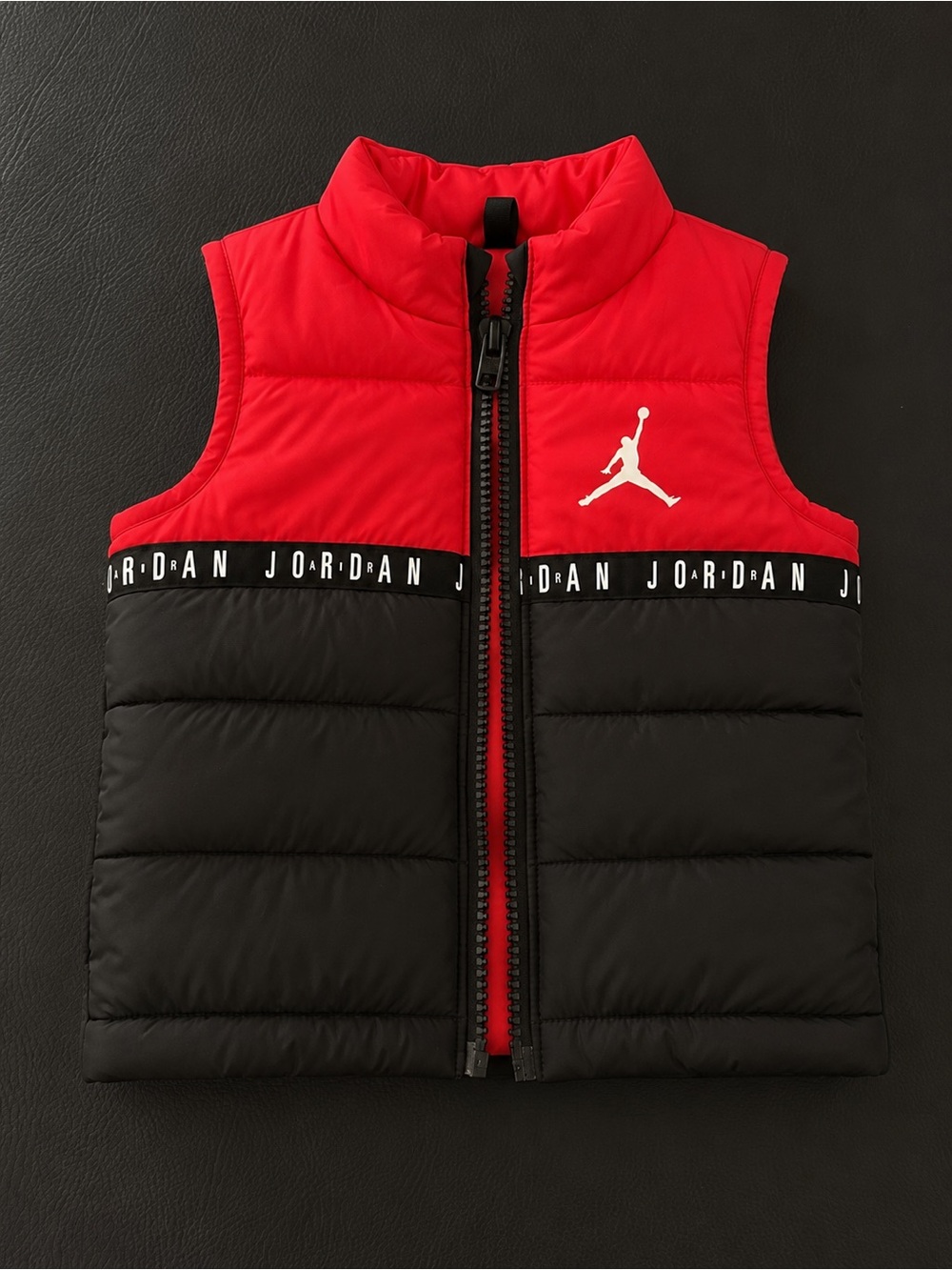 Jordan Kids Red and Black Puffer Vest with Jumpman Logo